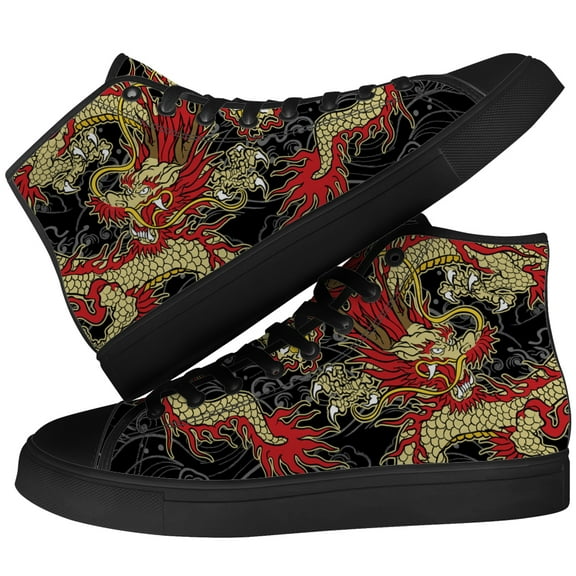 Aidianart Mens Dragon High Top Canvas Sneakers High Top Shoes Size 8