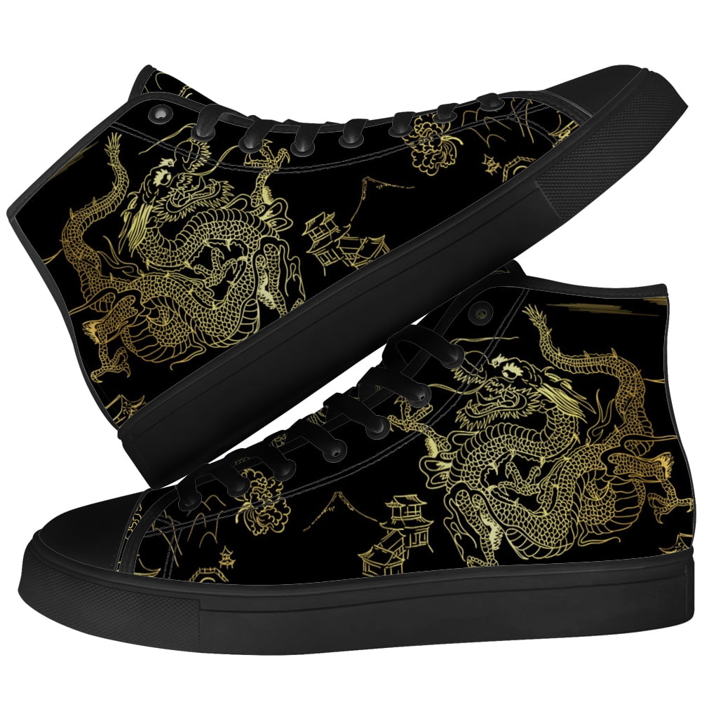 Aidianart Mens Dragon High Top Shoes High Top Canvas Sneakers Size 5.5