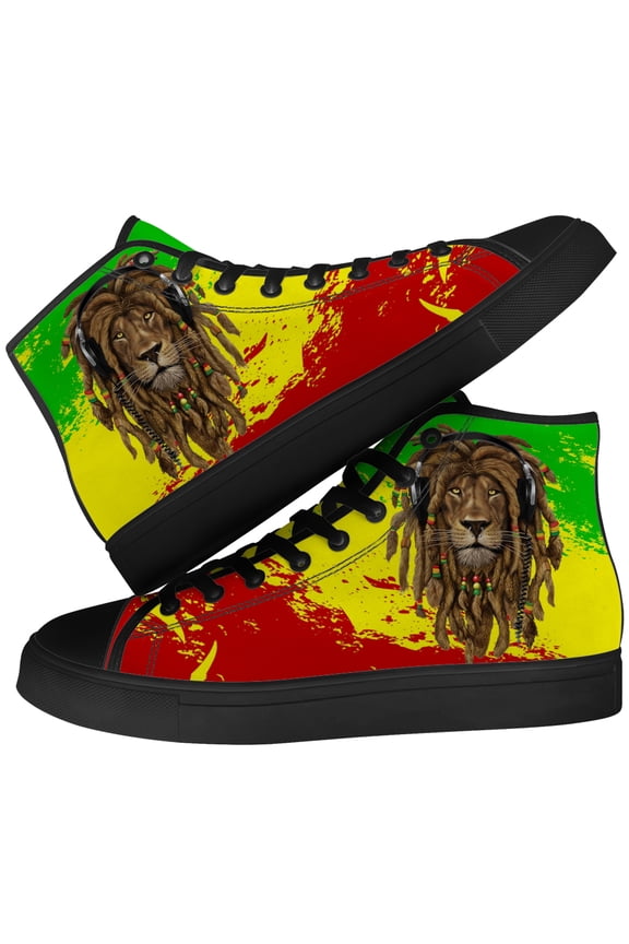 Mens Rasta High Top Shoes High Top Canvas Sneakers Size 4
