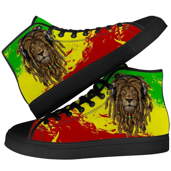 Aidianart Mens Rasta High Top Shoes High Top Canvas Sneakers Size 7