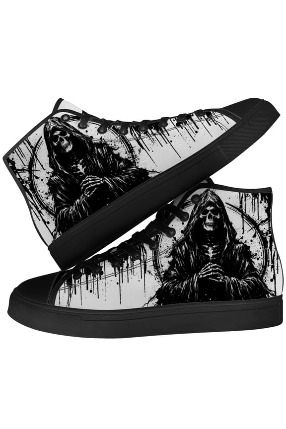 Skull High Top Canvas Sneakers Mens High Top Shoes Size 13