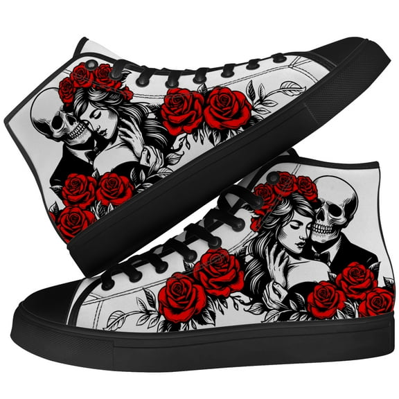 Aidianart Skull High Top Shoes Mens High Top Canvas Sneakers Size 11