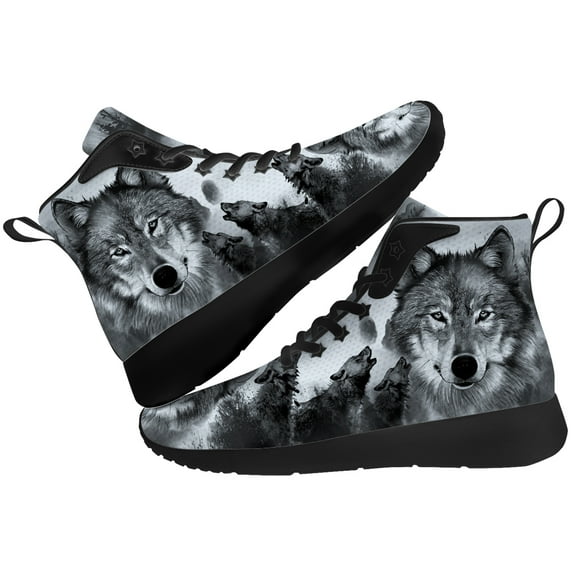 Aidianart Wolf High Top Sneakers Mens High Top Shoes Size 9