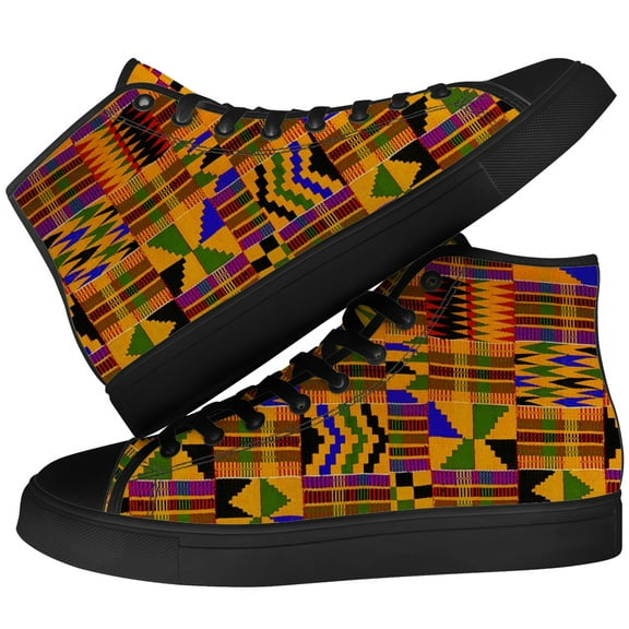 Aidianart Womens African Kente High Top Canvas Sneakers High Top Shoes Size 5