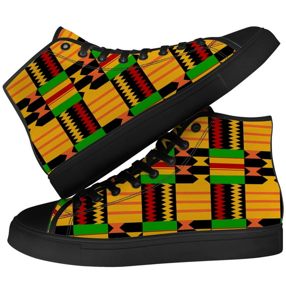 Aidianart Womens African Kente High Top Shoes High Top Canvas Sneakers Size 12