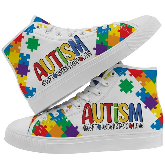 Aidianart Womens Autism Awareness High Top Shoes High Top Canvas Sneakers Size 15.5