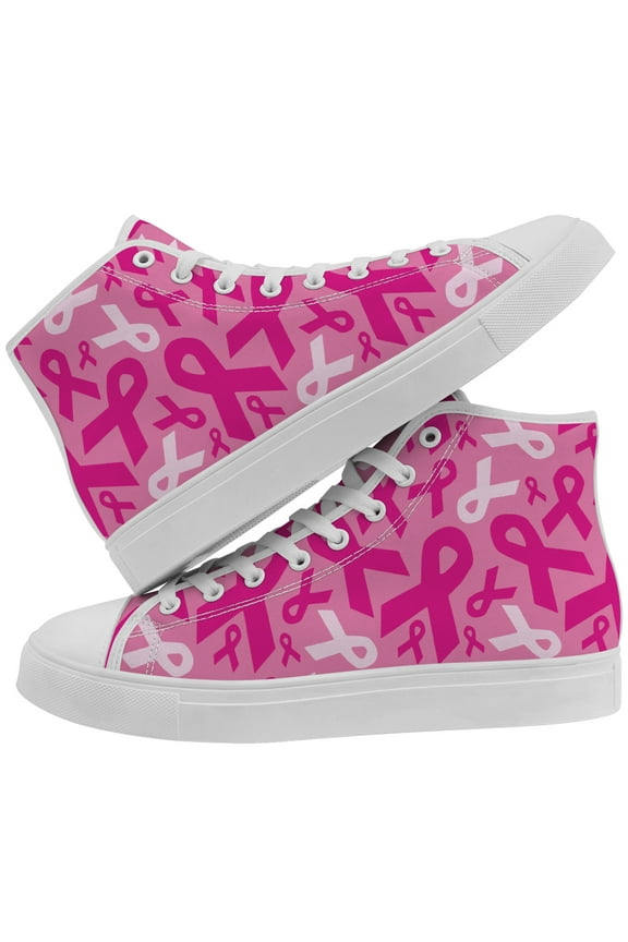 Womens Breast Cancer Awareness High Top Shoes High Top Canvas Sneakers Size 10