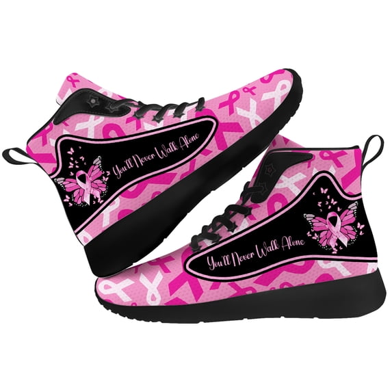 Aidianart Womens Breast Cancer Awareness High Top Shoes High Top Sneakers Size 15.5