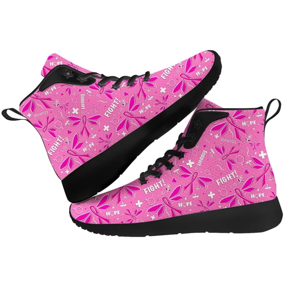 Aidianart Womens Breast Cancer Awareness High Top Sneakers High Top Shoes Size 12