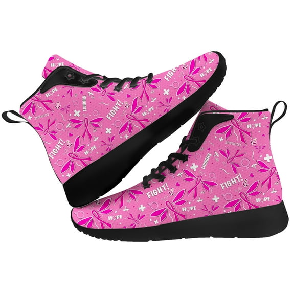 Aidianart Womens Breast Cancer Awareness High Top Sneakers High Top Shoes Size 8.5