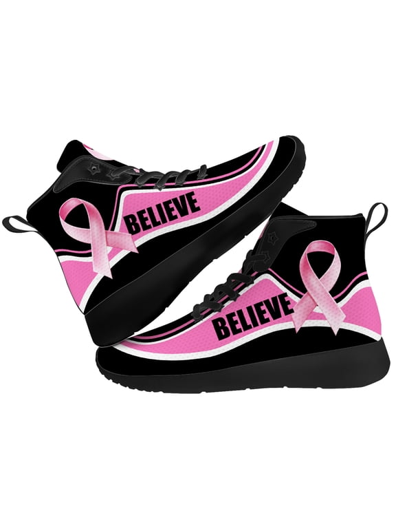 Womens Breast Cancer Awareness High Top Sneakers High Top Shoes Size 8