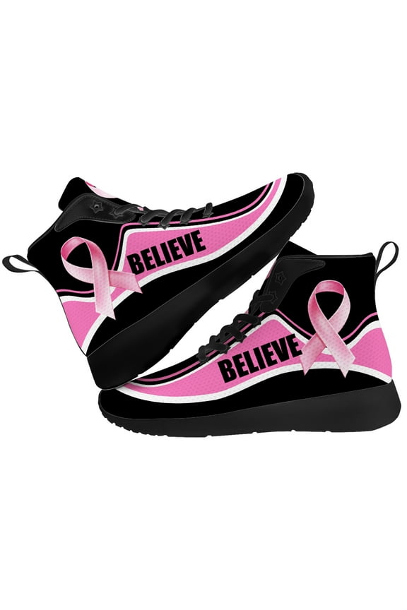 Womens Breast Cancer Awareness High Top Sneakers High Top Shoes Size 8
