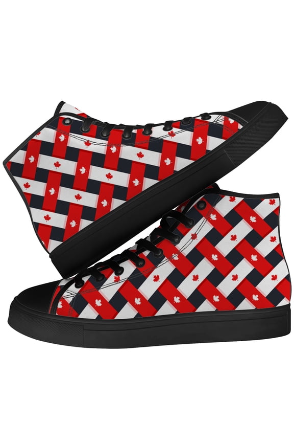Womens Canada Flag High Top Canvas Sneakers High Top Shoes Size 5
