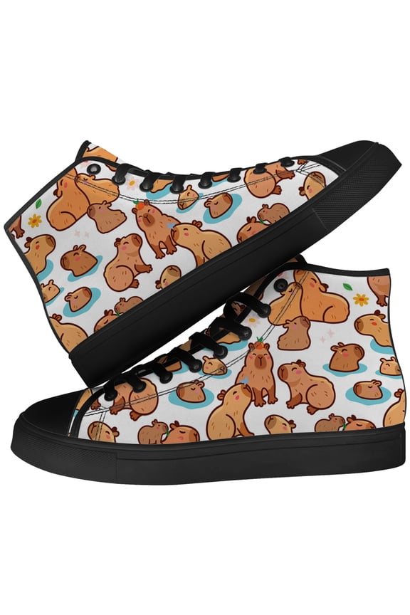 Womens Capybara High Top Canvas Sneakers High Top Shoes Size 5