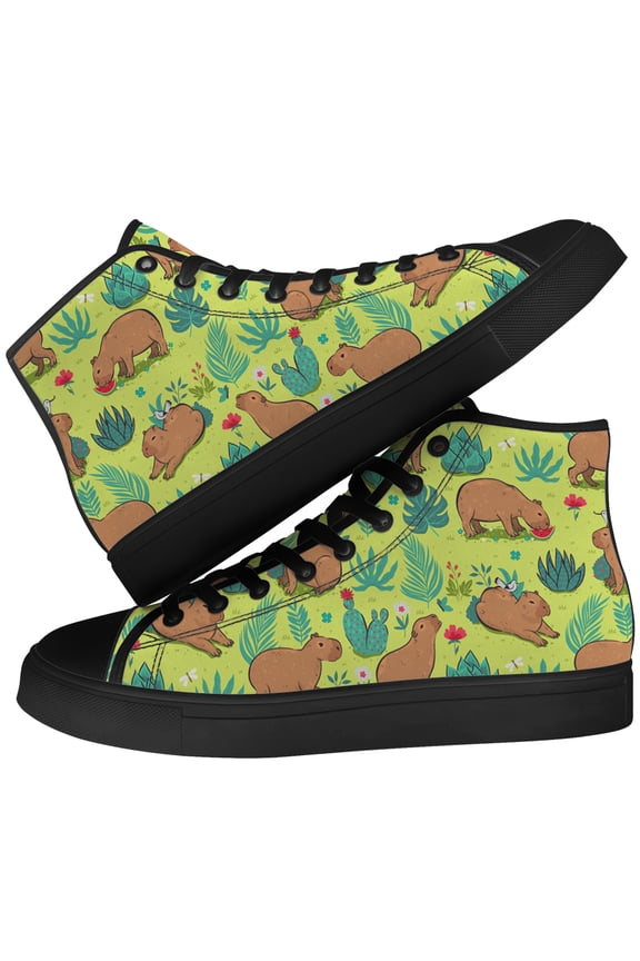 Womens Capybara High Top Shoes High Top Canvas Sneakers Size 8