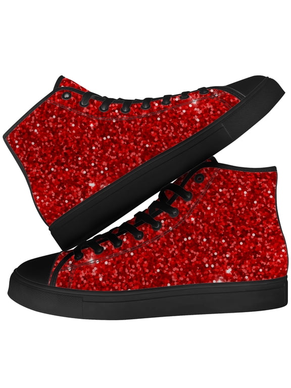Womens Glitter Print High Top Canvas Sneakers High Top Shoes Size 8