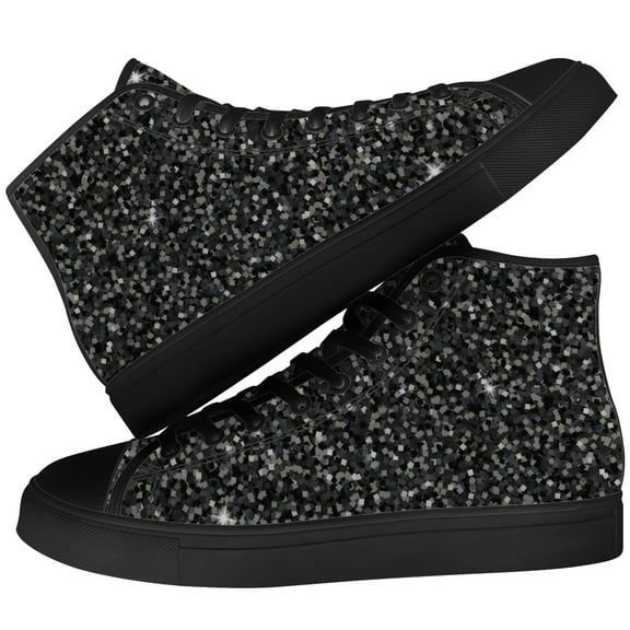 Aidianart Womens Glitter Print High Top Shoes High Top Canvas Sneakers Size 5