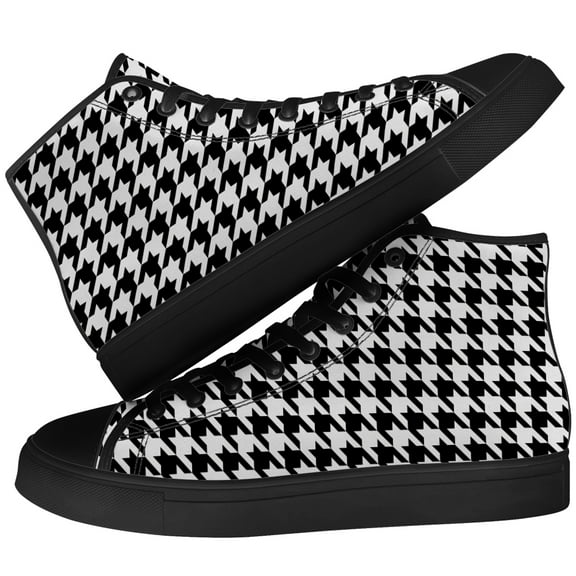 Aidianart Womens Houndstooth High Top Shoes High Top Canvas Sneakers Size 7