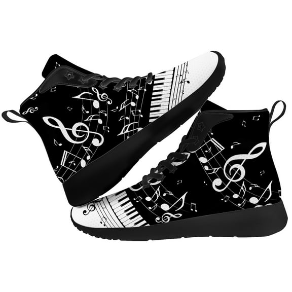 Aidianart Womens Music Note High Top Shoes High Top Sneakers Size 5.5