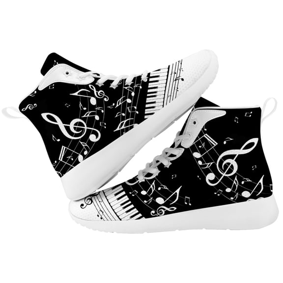 Aidianart Womens Music Note High Top Shoes High Top Sneakers Size 7
