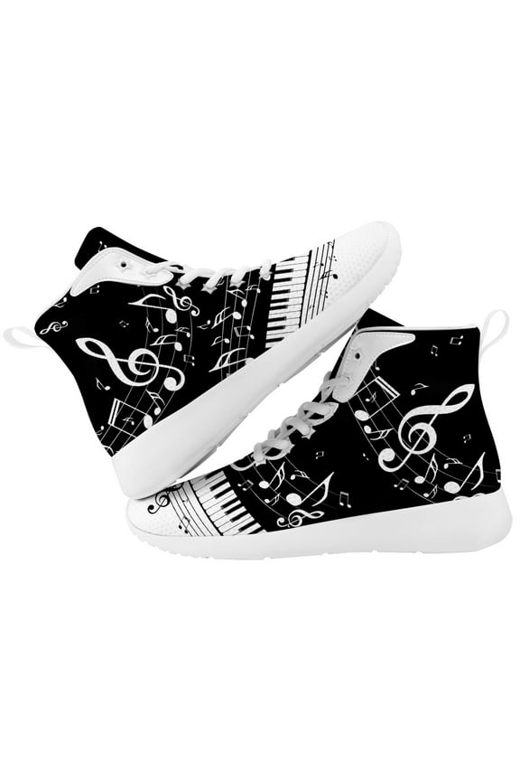 Womens Music Note High Top Shoes High Top Sneakers Size 8
