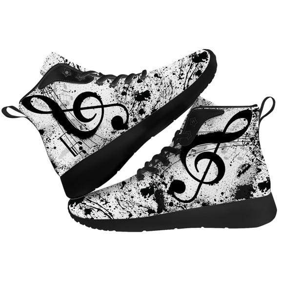 Aidianart Womens Music Note High Top Sneakers High Top Shoes Size 9