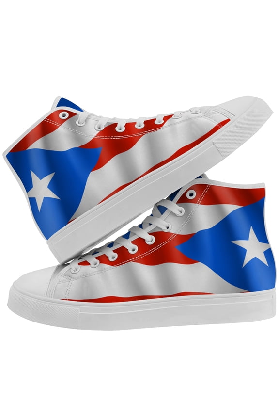 Womens Puerto Rico Flag High Top Shoes High Top Canvas Sneakers Size 9.5
