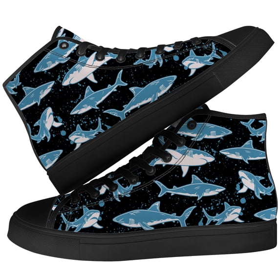 Aidianart Womens Shark High Top Canvas Sneakers High Top Shoes Size 8