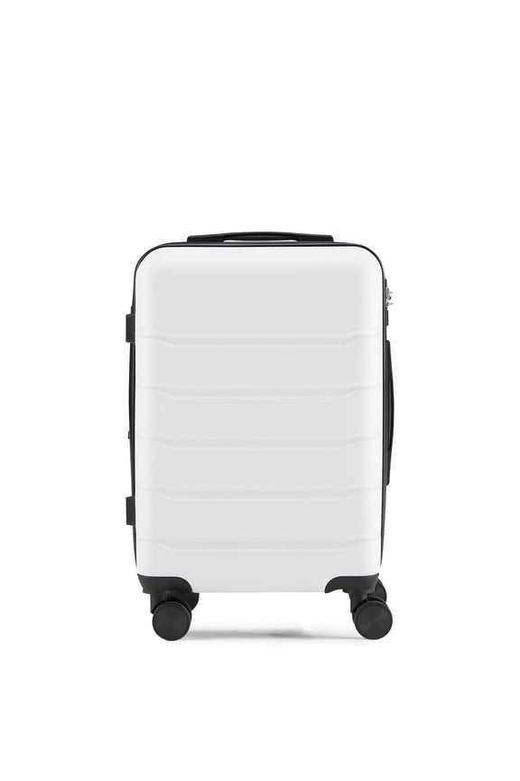 20 inch Carry-On Luggage, Expandable Lightweight Suitcase, Spinner Luggage for Adult, White