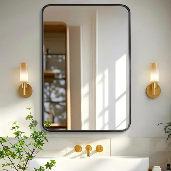 Aidoly Bathroom Mirror 24x36 Inch, Large Vanity Mirrors with Rectangle Metal Frame, Modern Wall Mounted Mirrors for Over Sink Wall, Mirror for Restroom, Horizontally or Vertically Hanging