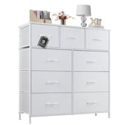 Aidoly 9-Drawer Storage Dresser with Wooden Top, Adjustable Feet, Sturdy Metal Frame, White