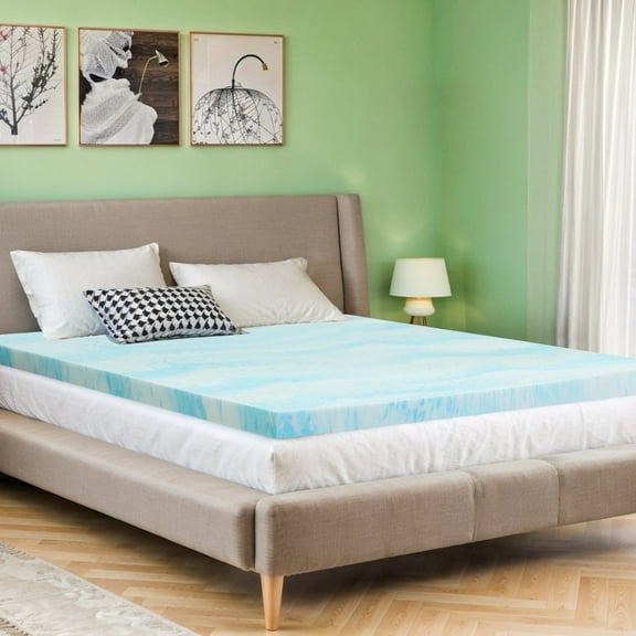 Aidoly 2 inch Gel Memory Foam Mattress Topper, Full- Breathable