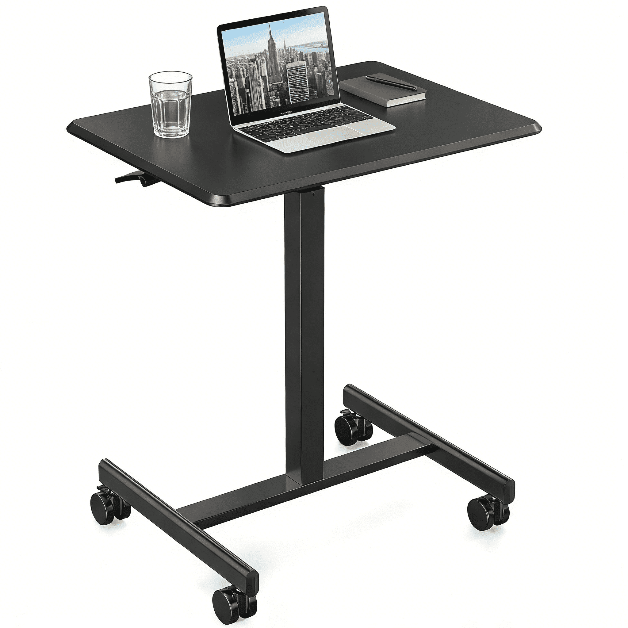 Aidoly Mobile Standing Desk with Locking Wheels - Height Adjustable Rolling Desk, Workstation for Home Office, Living Room & Classroom，Black