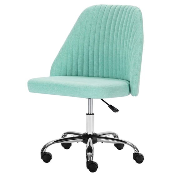 Aidoly Swivel Vanity Chair with Adjustable Height - Padded Desk Seat with Metal Base for Home Office & Dressing Area, Green