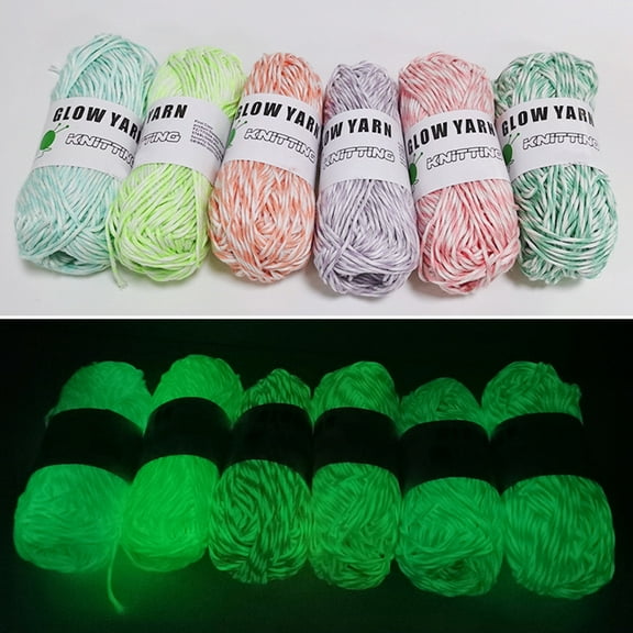 Aidoshy Cotton Crochet Yarn on Clearance! Worsted Medium 2 Rolls Light In The Dark Yarn,DIY Knitting Light Fingering Weight Yarn For Arts Crafts Sewing Thread Party Supplies