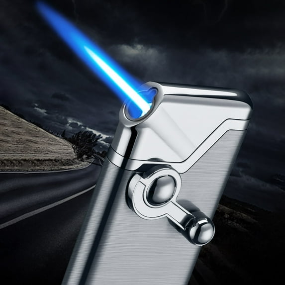 Aidoshy Electric Lighter,Inflatable Pipe Fire Rocker Blue Flame Straight Into Windproof Lighter Birthday Gifts for Dad Fathers Day