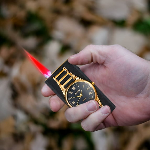 Aidoshy Electric Lighter,Metal Quartz Lighter With Inflatable Dial Watch Men's Gift Lighter Birthday Gifts for Dad Fathers Day