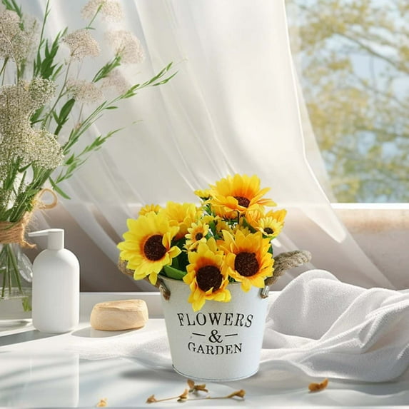 Aidoshy Outdoor Flower Pots Metal Bucket Flower Pots Iron Milk Can Vase Iron Water Can Vase Metal Vase Retro Village Flower Bucket French Bucket Flower Pot Flower Boxes Pots
