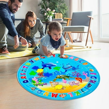 Aidoshy Premium Tummy Time Water Mat, Large Multi-Stage Activity Center Promoting Baby Motor & Sensory Development, Inflatable Playmat Visual Stimulation Gift Infants Toddlers Boys Girls