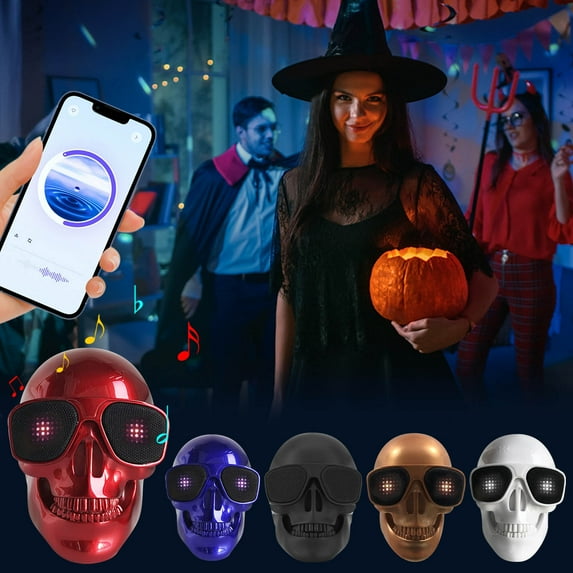 Aidoshy Skull Bluetooth Speakers, Portable Wireless Speaker Built-in Mic, Cool Creative Design Bass Stereo Speaker for Halloween , Party, Travel, Outdoor, Home Decor, Support TF/U Disk/AUX