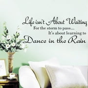 Aidoshy Wall Paper Peel and Stick Modern, Life Isn't About Waiting Wall Stickers Quote Dancing in rain Wall Decal Words for Bedroom Bathroom Cabinets Decor Vinyl