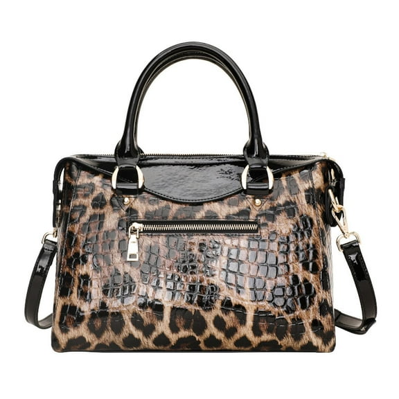 Aidrani   Genuine leopard print women's bag, leather handbag, large capacity briefcase, cowhide shoulder crossbody bag