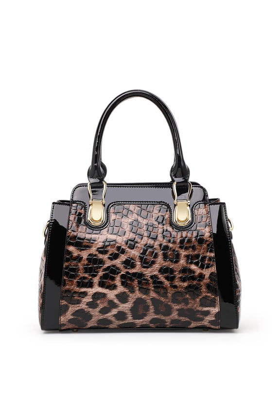 Genuine leopard print women's bag, leather handbag, large capacity shoulder crossbody bag