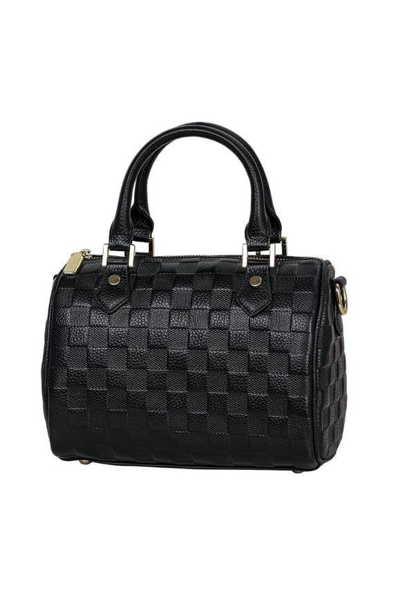 New leather women's bag checkerboard-embossed tote bag with large capacity pillow top, cowhide cross-body bag