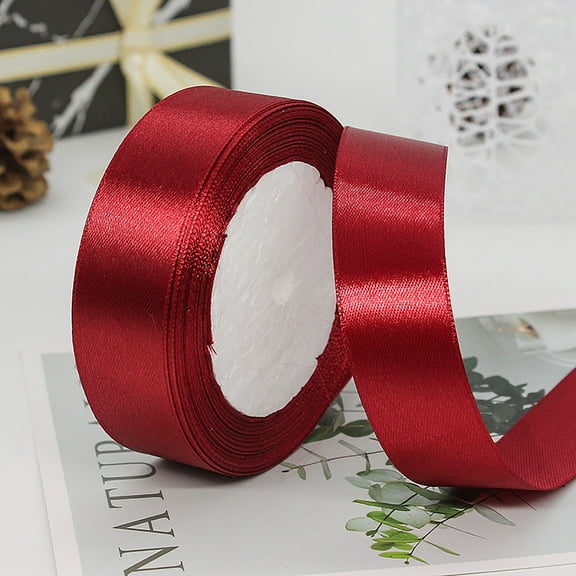 Aids Red Ribbon Christmas Halloween Gift Belt Ribbon Gift Wrapping Ribbon Cake Baking Ribbon Wedding Decoration Candy Box Ribbon 2.5Cm One Roll 22M Long 1Pc Wine Red Packaging Case Color:C Material: