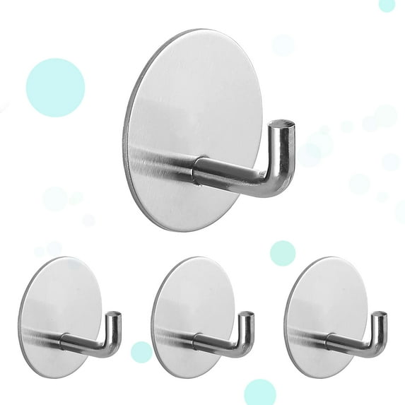 Aiducho Heavy Duty Waterproof Wall Mount Adhesive Hooks, 4 Pcs, Stainless Steel, Silvery