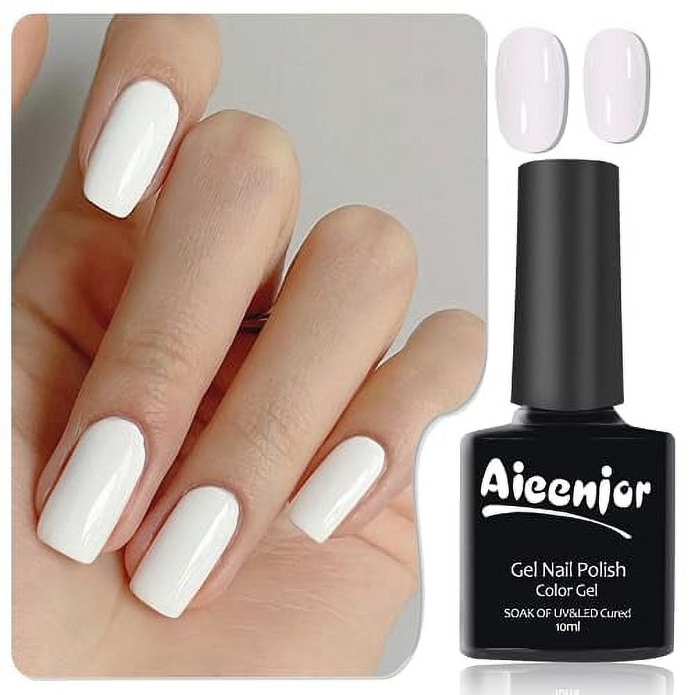 Aieenjor White Gel Nail Polish, French Nail Polish, Classic White, Soak