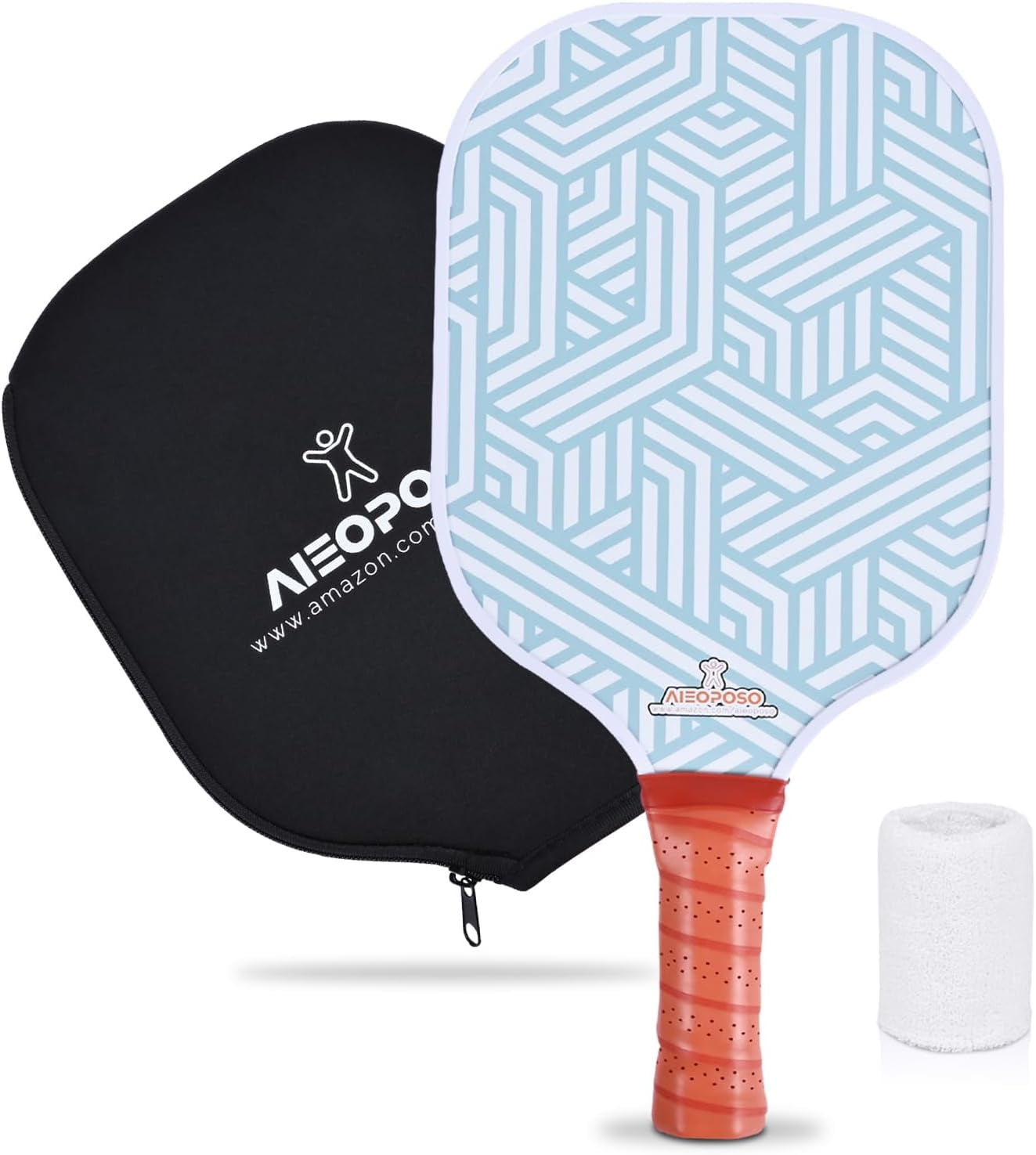 Aieoposo Pickleball Paddles, Pickleball Gift, Fiberglass Pickleball Rackets, Wristbands and Pickleball Cover - Indoor & Outdoor Pickleball Set for Beginners & Intermediate Players