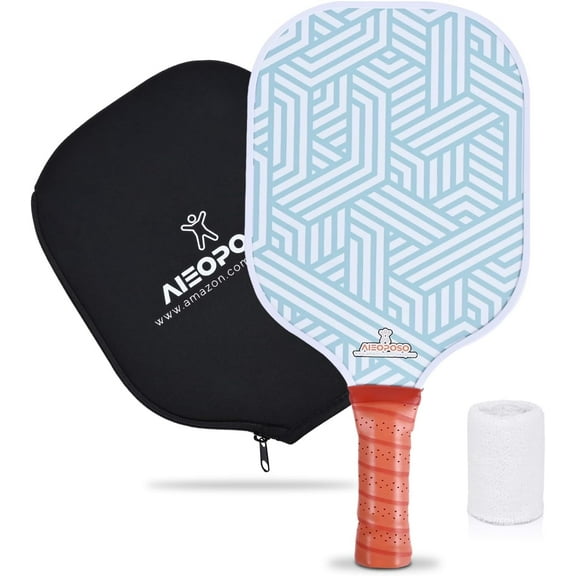 Aieoposo Pickleball Paddles, Pickleball Gift, Fiberglass Pickleball Rackets, Wristbands and Pickleball Cover - Indoor & Outdoor Pickleball Set for Beginners & Intermediate Players