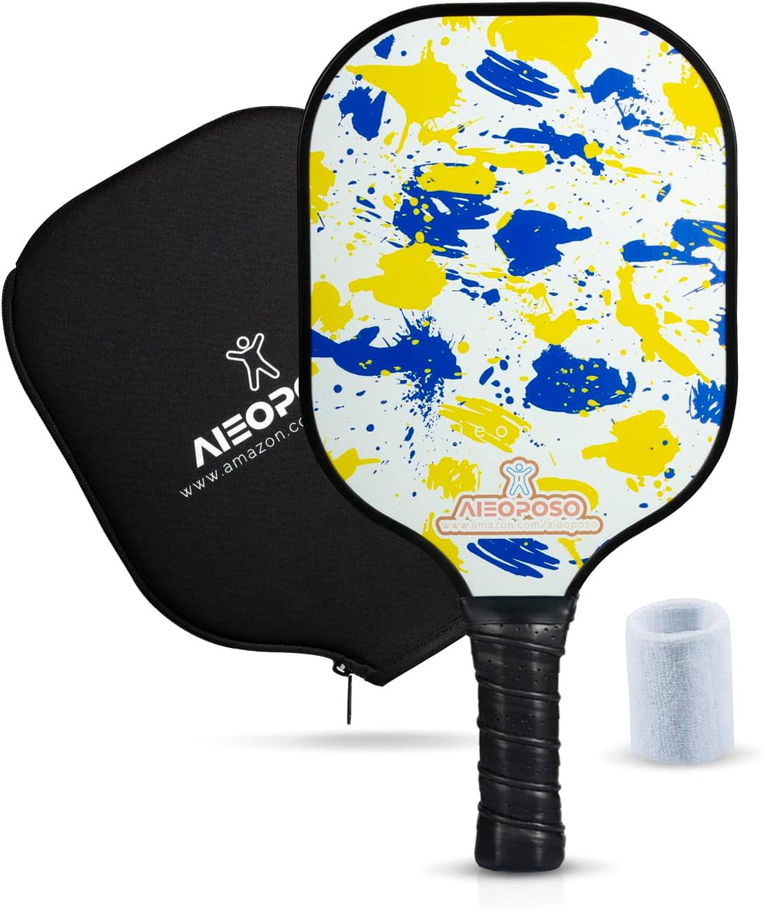 Aieoposo Pickleball Paddles, Pickleball Gift, Fiberglass Pickleball Rackets, Wristbands and Pickleball Cover - Indoor & Outdoor Pickleball Set for Beginners & Intermediate Players